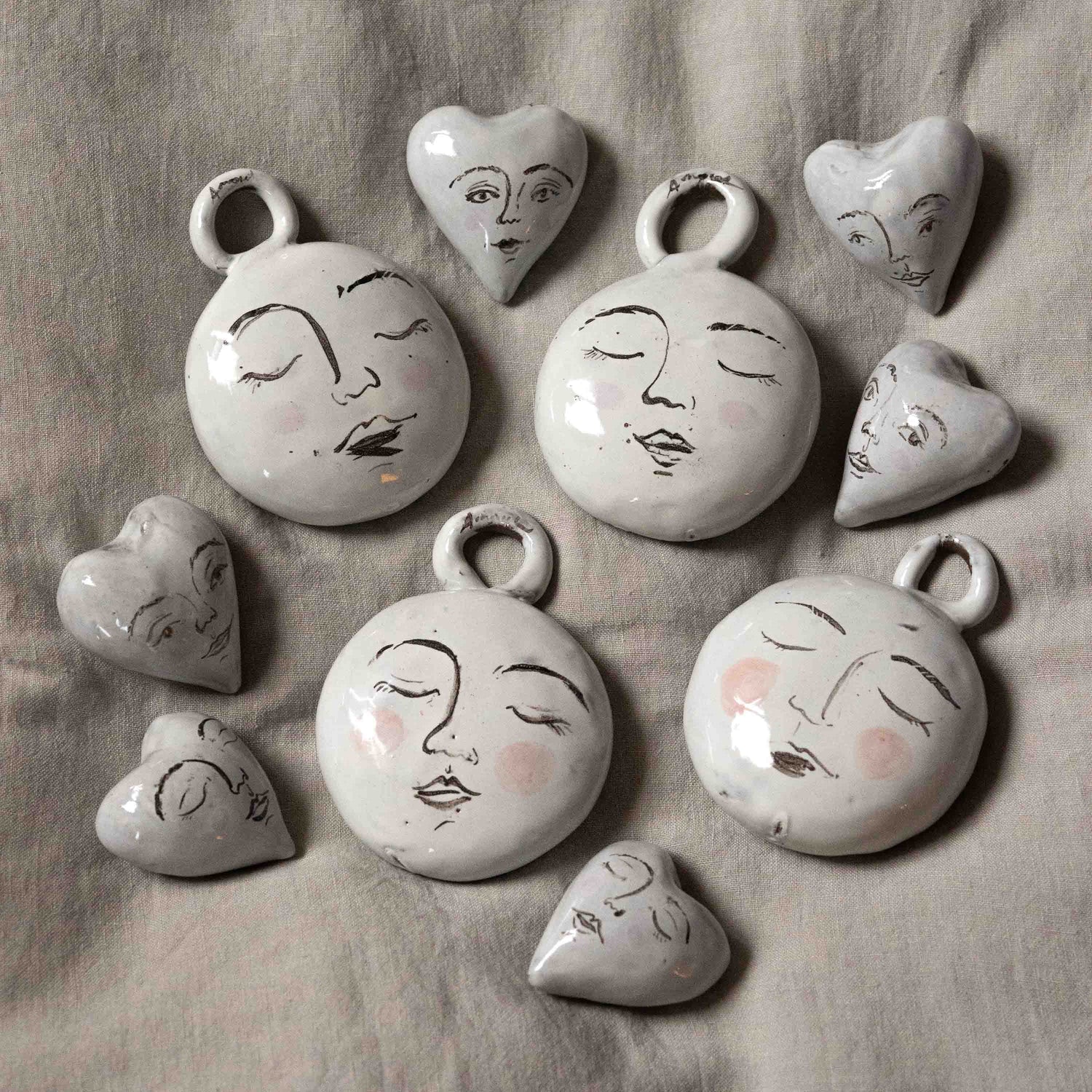 Porcelain Moon Face Ornament