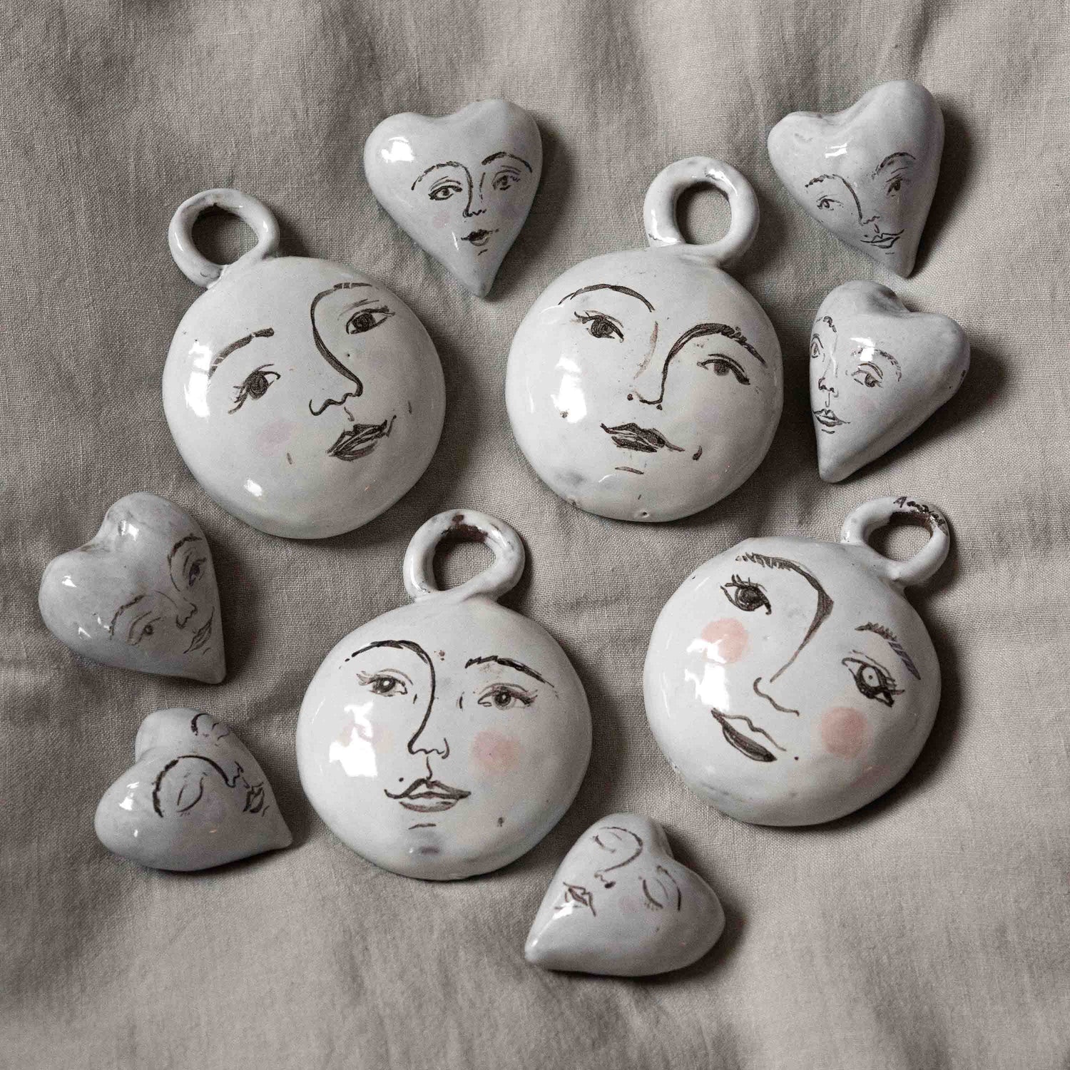 Porcelain Moon Face Heart