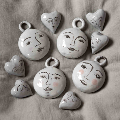 Porcelain Moon Face Ornament