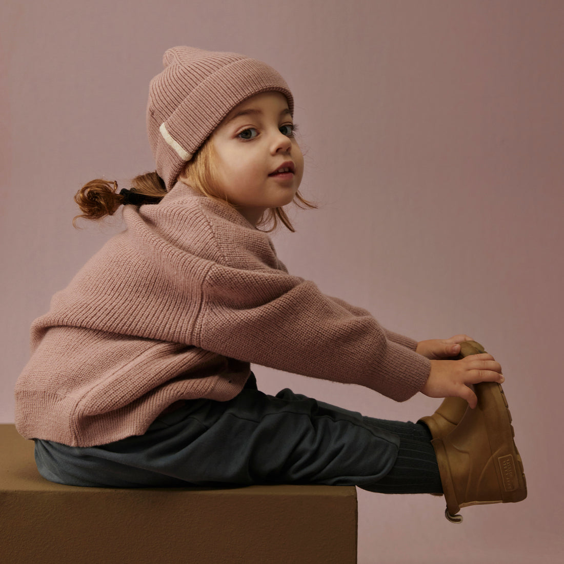 Gebreid baby vest Berry