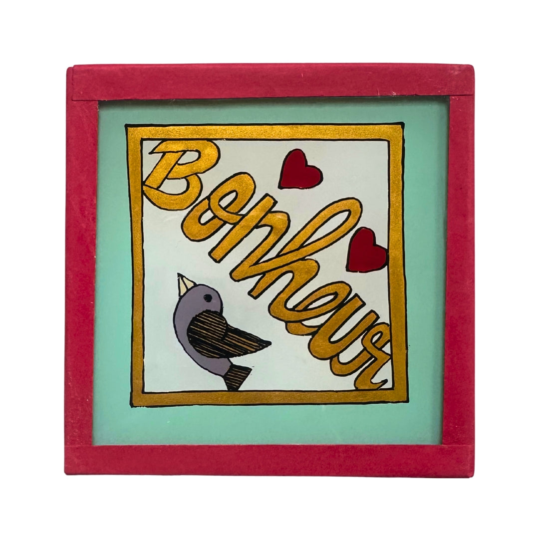 Bonheur bird green painting - Mini