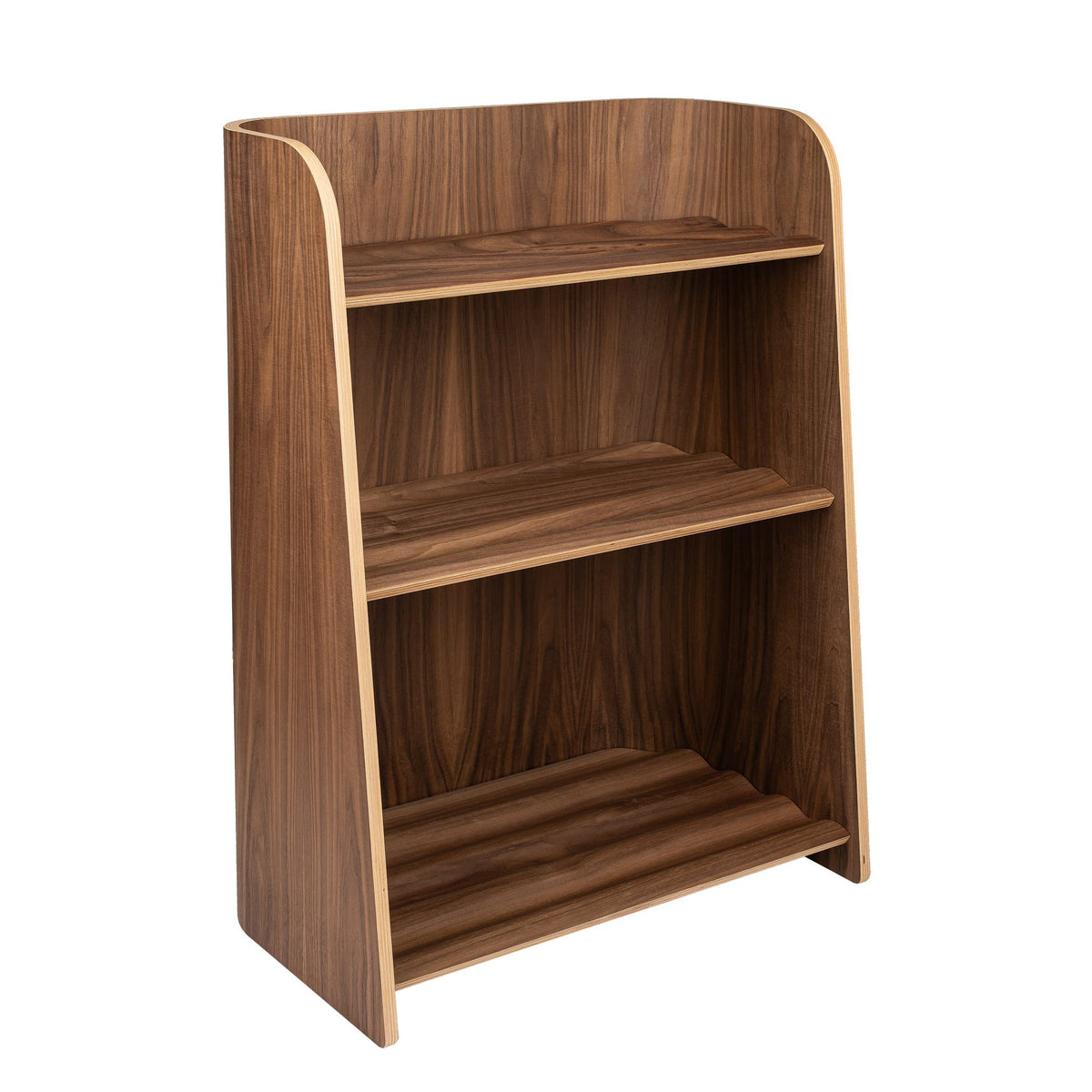 Curve Lab Curvy Bookcase Walnut – Montessori bookcase in walnut plywood