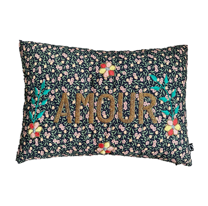 Amour Cushion Off Black Flowers