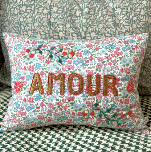 Amour Gold Cushion Pastel Pink