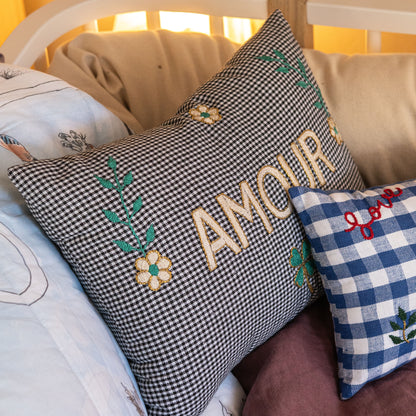 Amour Cushion Blue Check