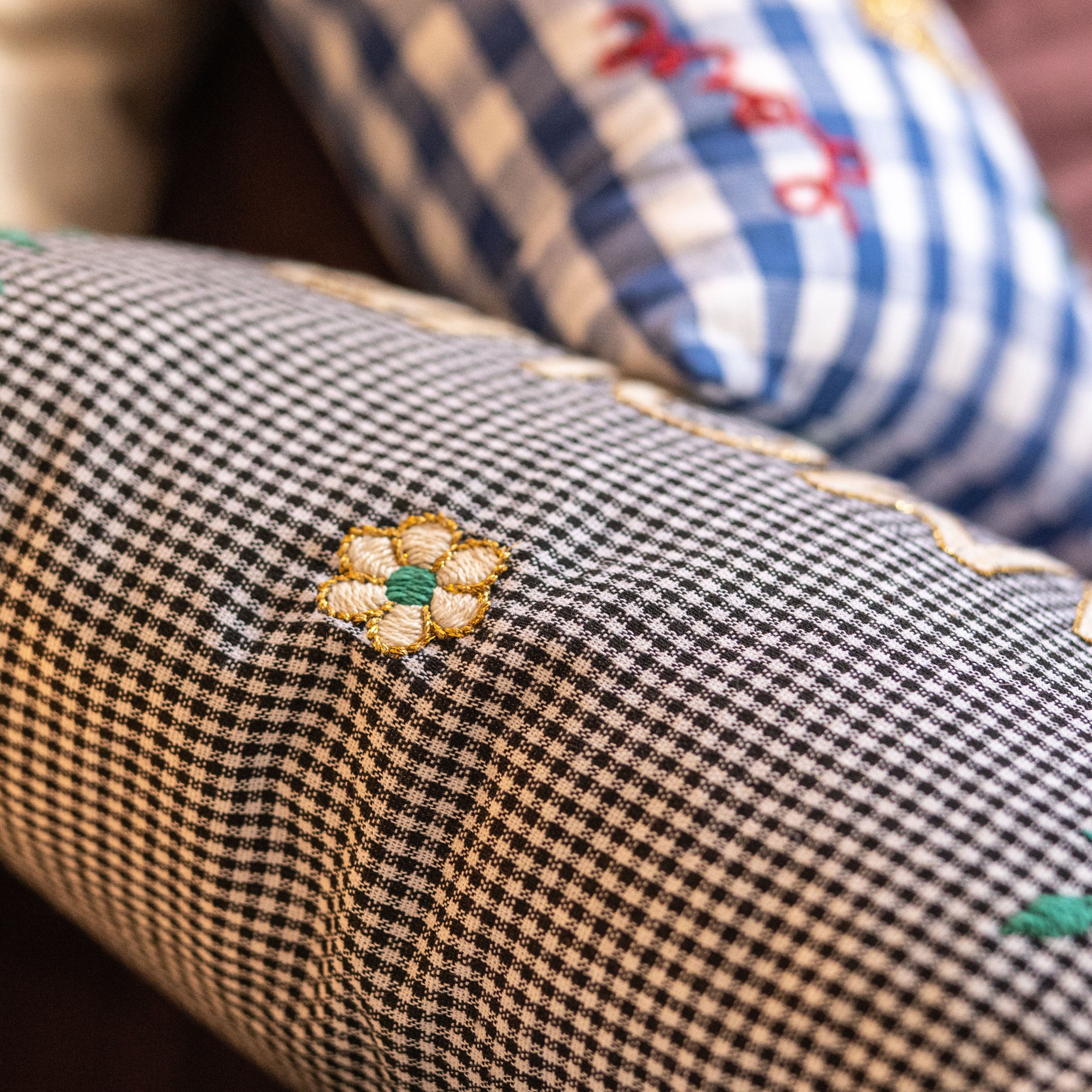 Amour Cushion Blue Check
