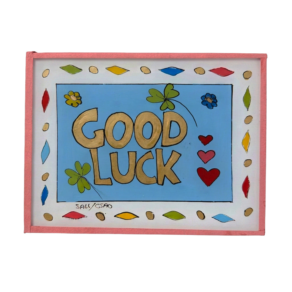 Schilderijtje Good Luck Blauw - Midi