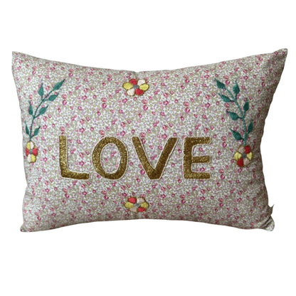 Love Kussen Roze Bloemen