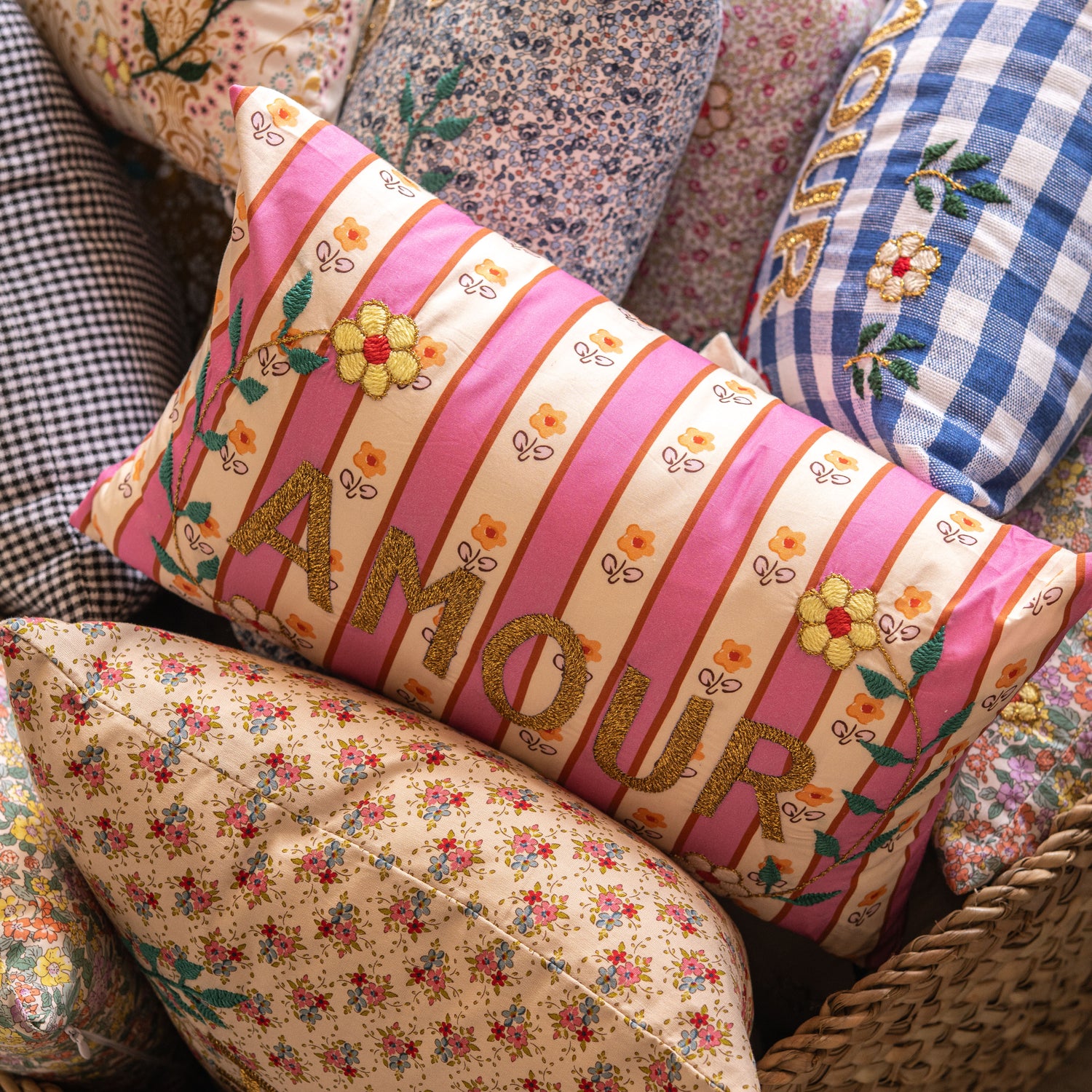 Mini Cushion Amour Pink Stripe