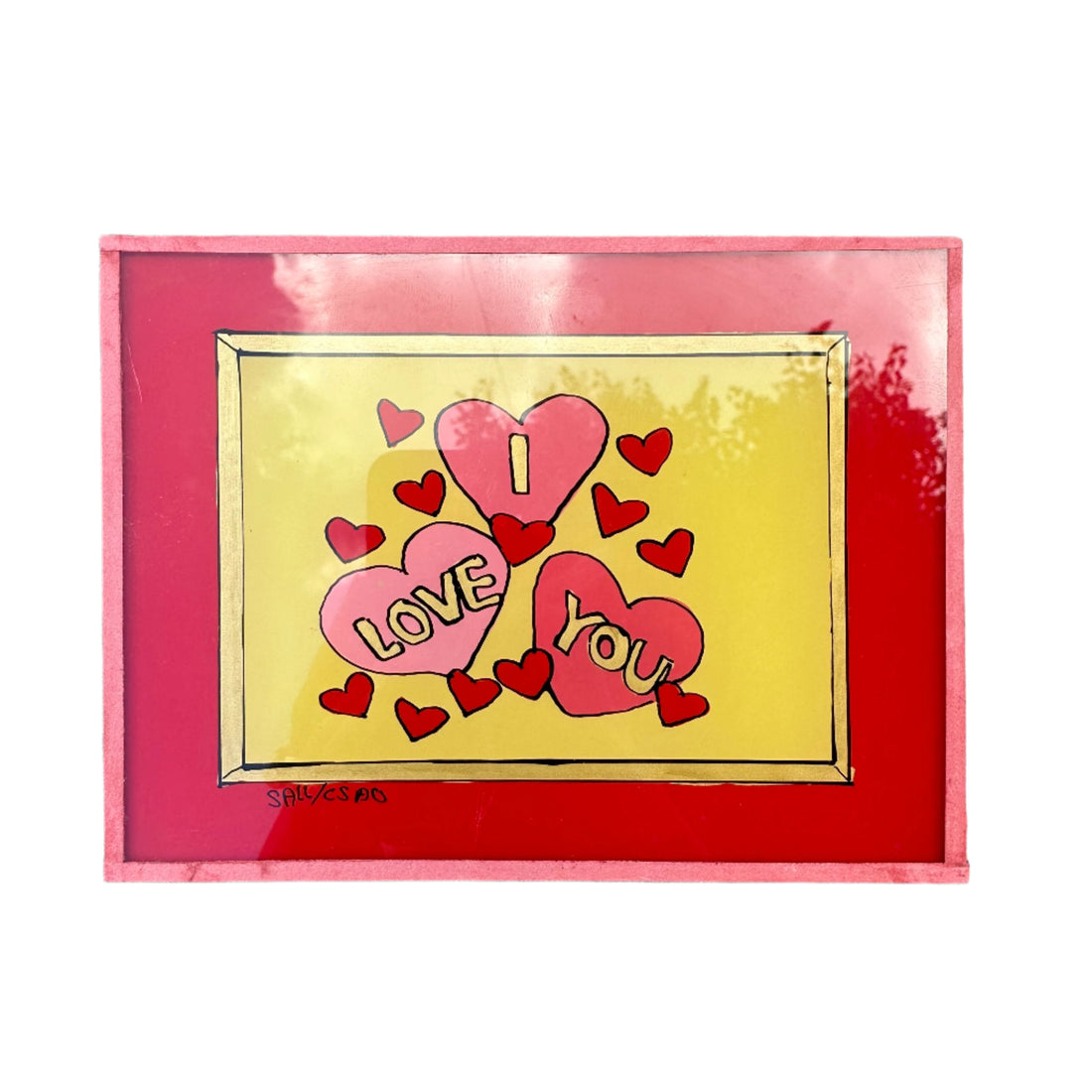 I Love You Yellow Hearts Painting - Midi