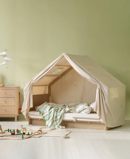 Camp Novel tent with embroidery for house roof, undyed