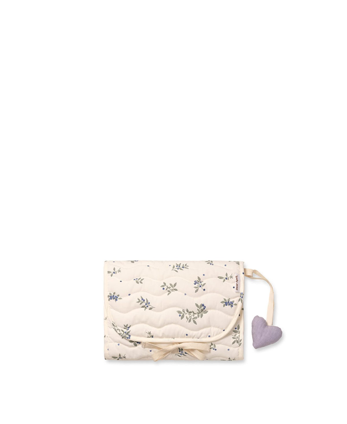Dear April Change To Go Blueberries changing mat, folded and tied closed