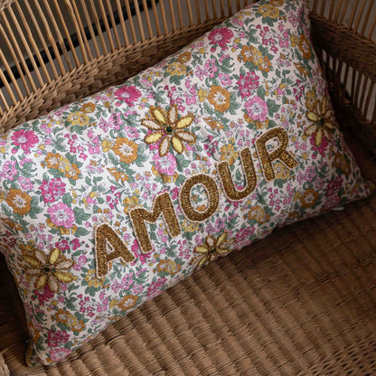 Floral pillow with &