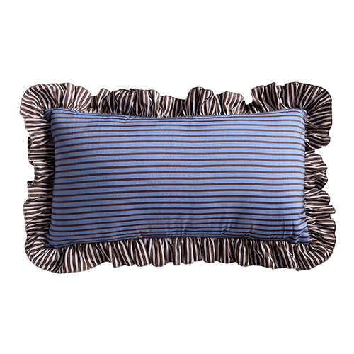 Ruffle Cushion Blue Stripe