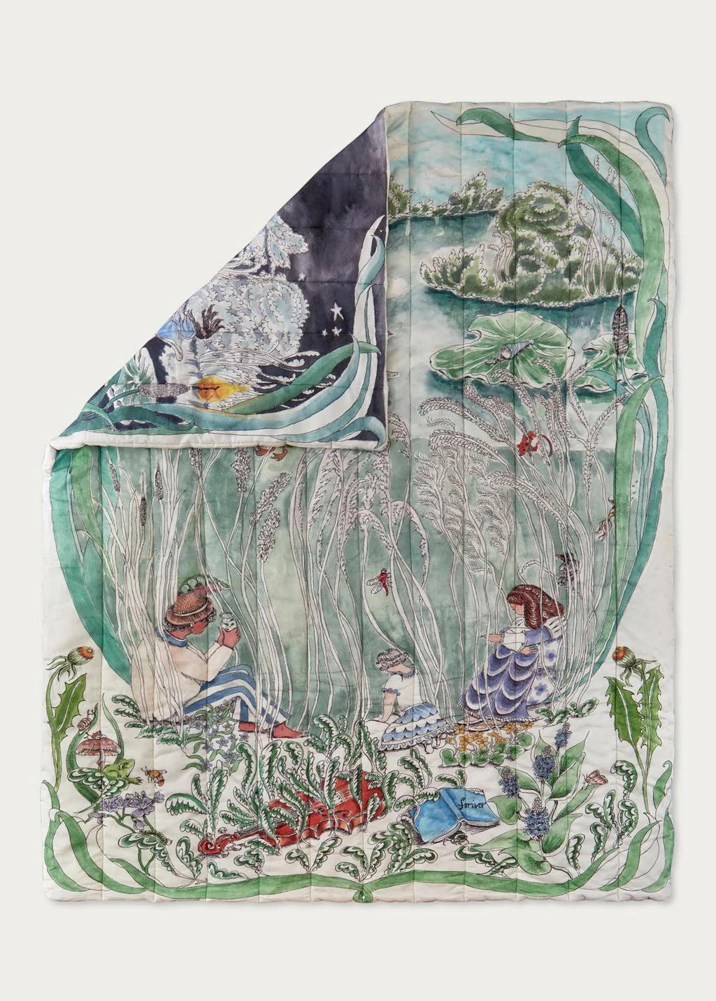 Reversible Quilted Blanket The Pond Dance