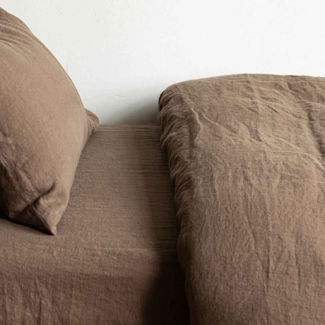 Linen Fitted Sheet Mosswood