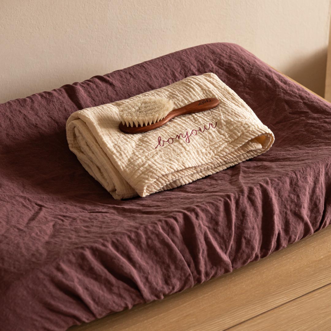 Linen changing pad cover Plum