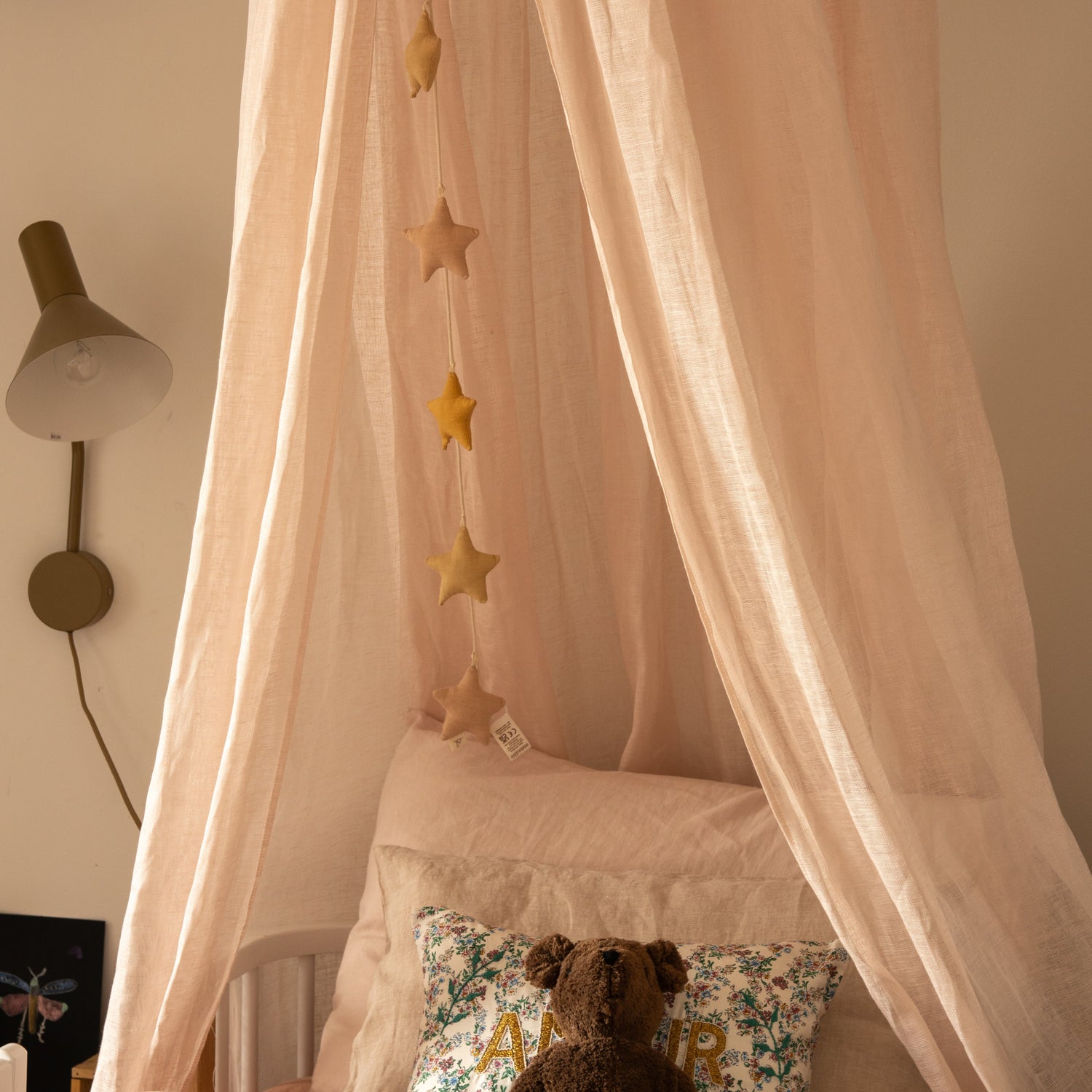 Linen Bed Canopy - Craie