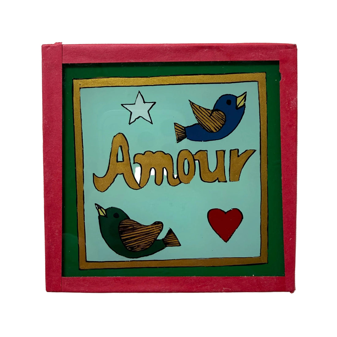 Amour birds green painting - Mini