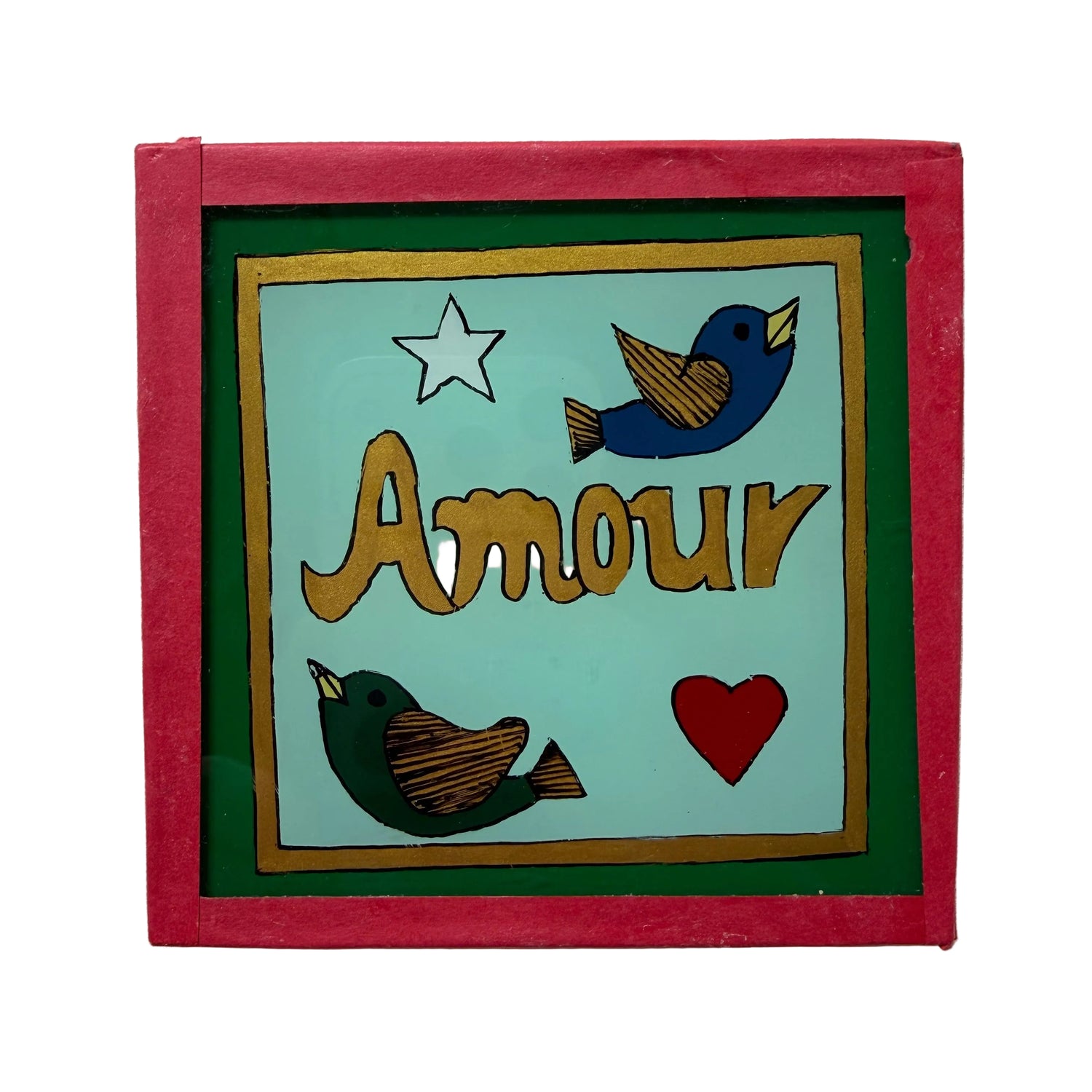 Amour birds green painting - Mini