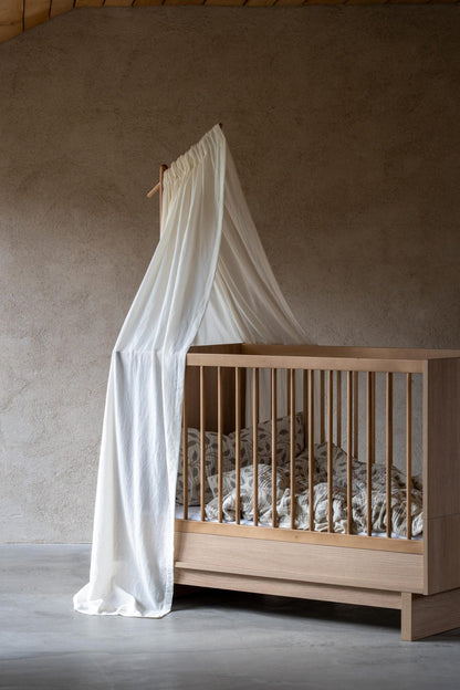 Ecru cotton canopy for wooden stand, The Archive Store