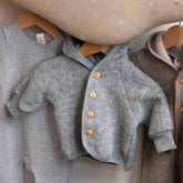 Engel Natur Wool Baby Jacket Grey – 100% organic merino wool baby jacket, folded view