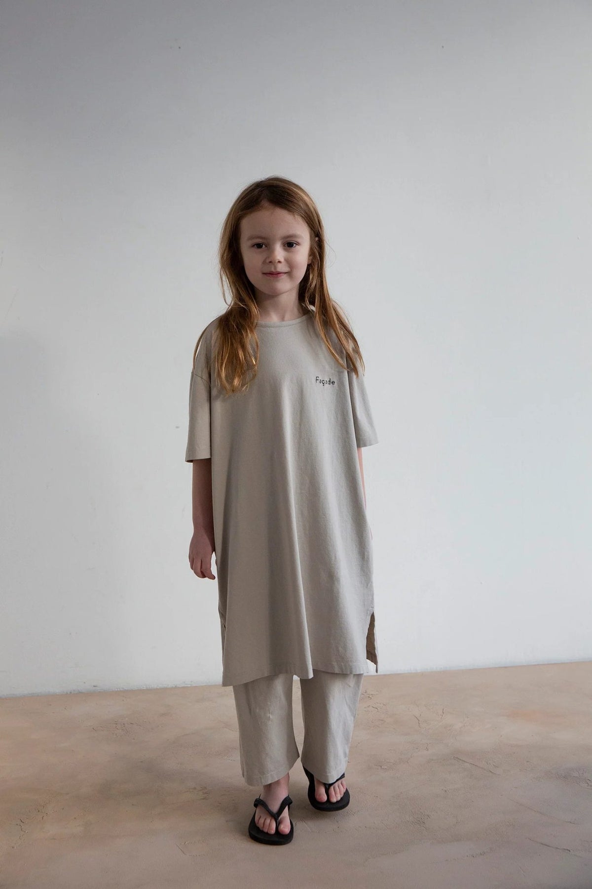 Noun Tee Dress With Ribbons, Light Grey, front view