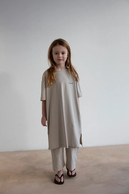 Noun Tee Dress With Ribbons, Light Grey, front view