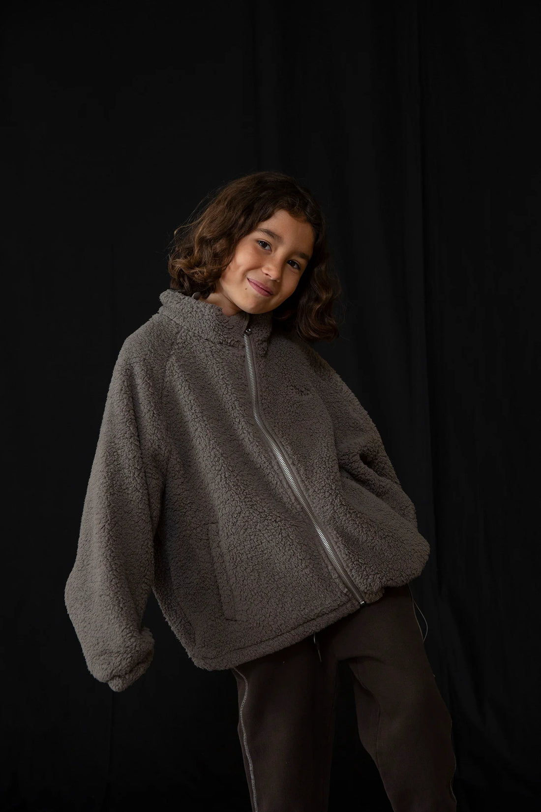 Tenka teddy zip sweater - Stone