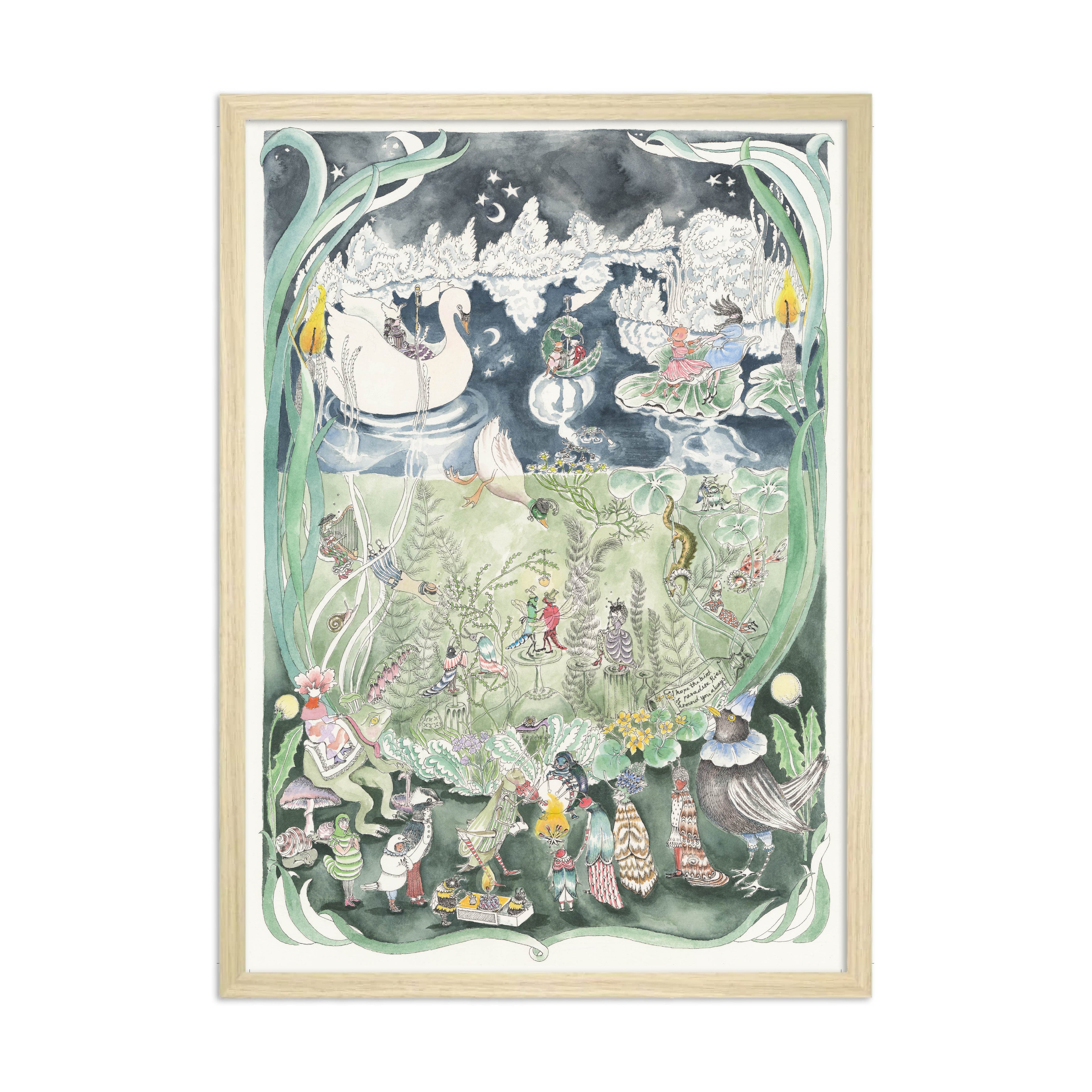 The Pond Dance Nighttime Art Print