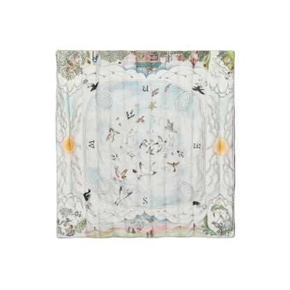 Decorative blanket with celestial design featuring constellations and birds