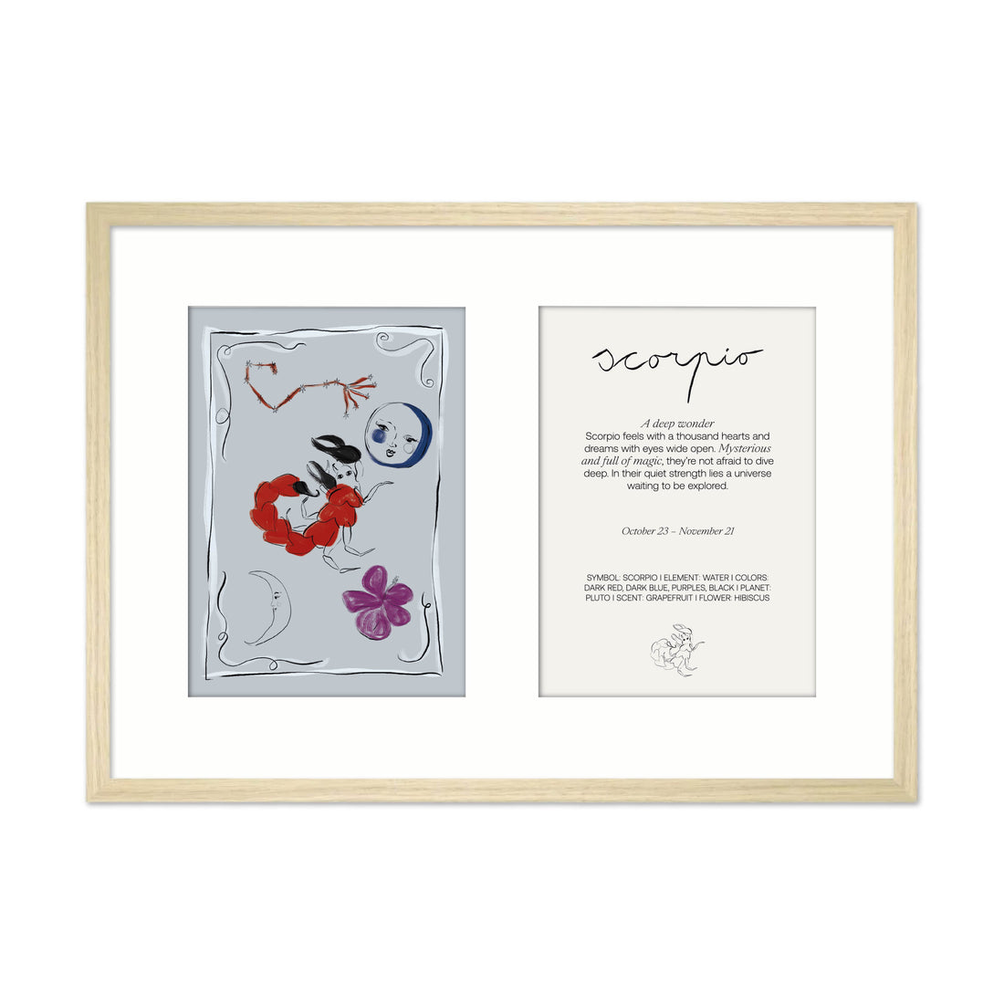 Framed Zodiac Sign Poster Double Scorpio