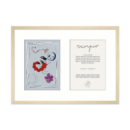 Framed Zodiac Sign Poster Double Scorpio