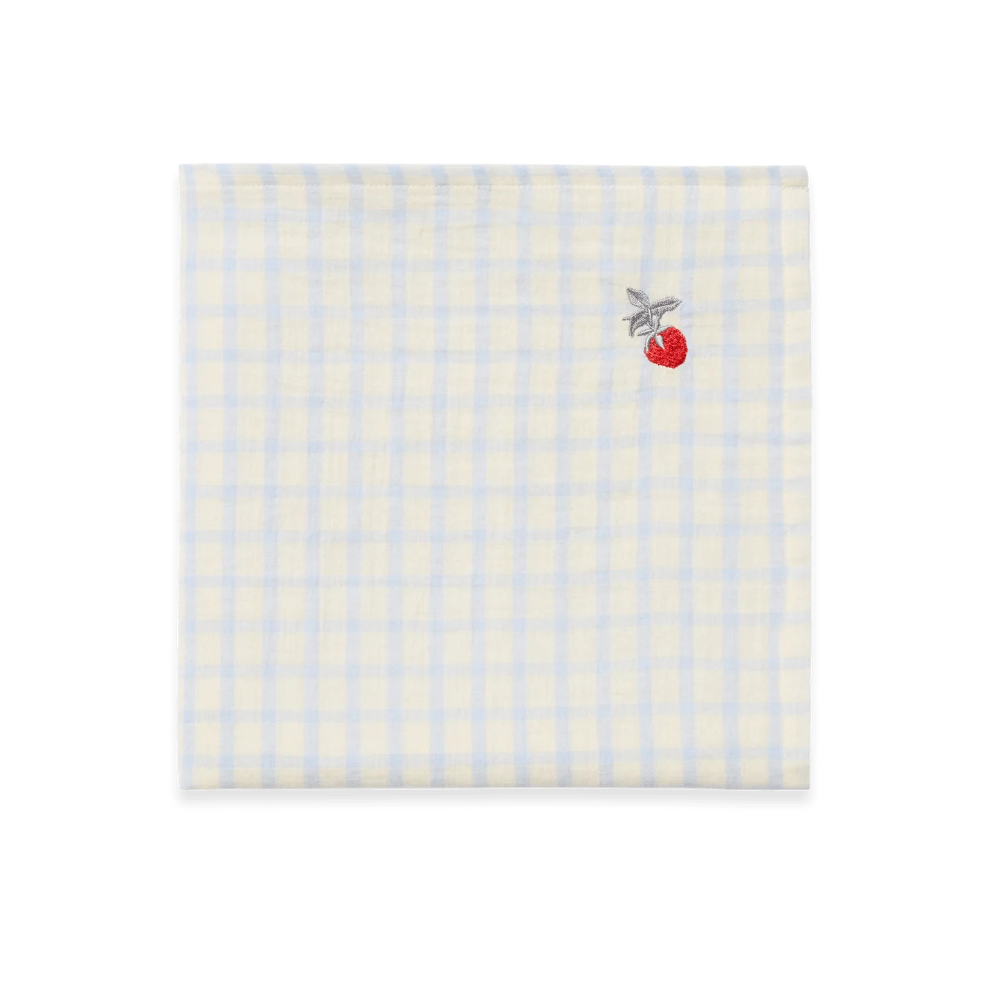Hydrofiele Doek Gingham Sky Blue Aardbei