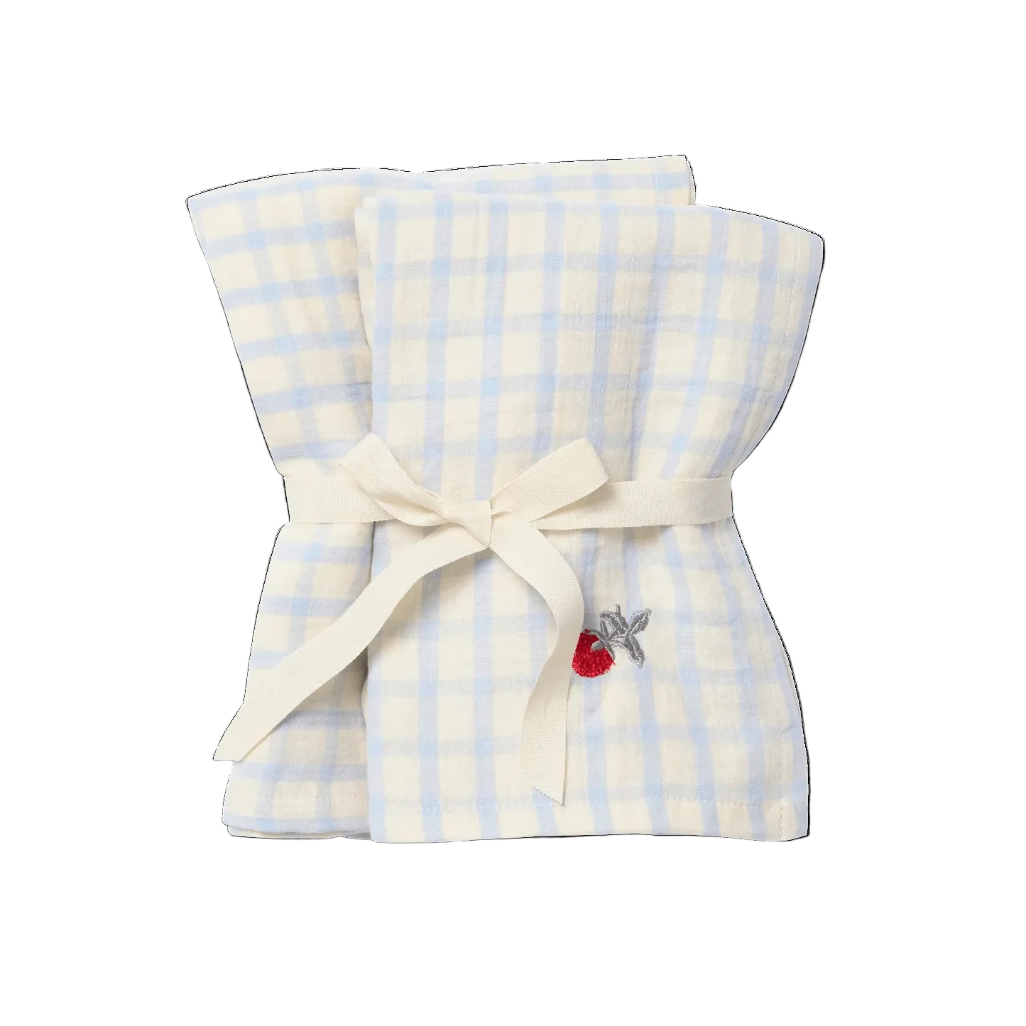 Mousseline Hydrofiele doeken – Set van 2 | Gingham Sky Aardbei
