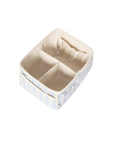 Garbo&Friends Diaper Caddy Organiser in Plaid Sky Blue, styled lifestyle photo