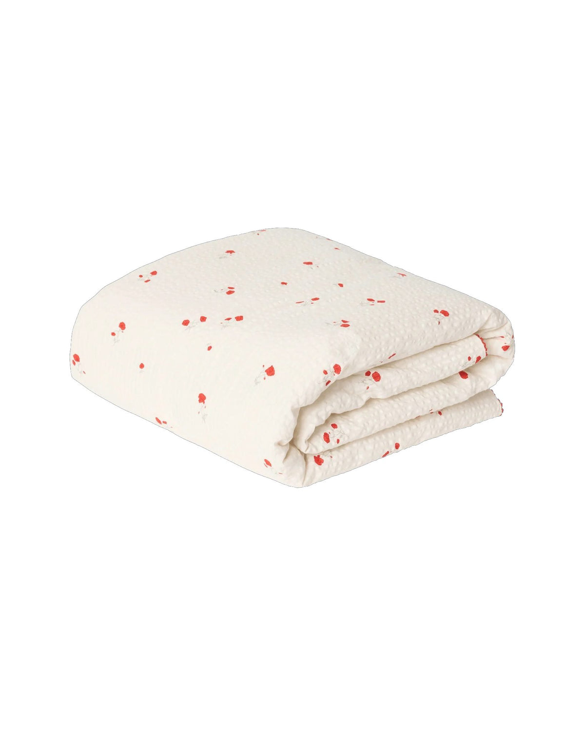 Garbo&amp;Friends Filled Blanket in Seersucker Poppy, shown flat on a white background