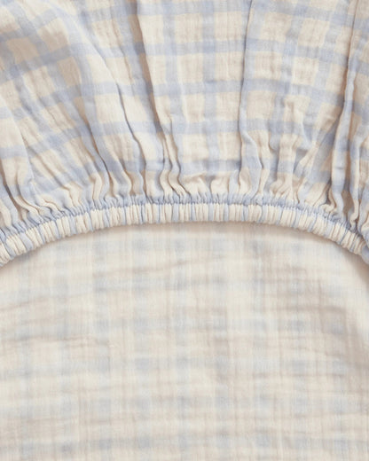 Garbo and Friends fitted sheet in the Gingham Sky Blue print, The Archive Store