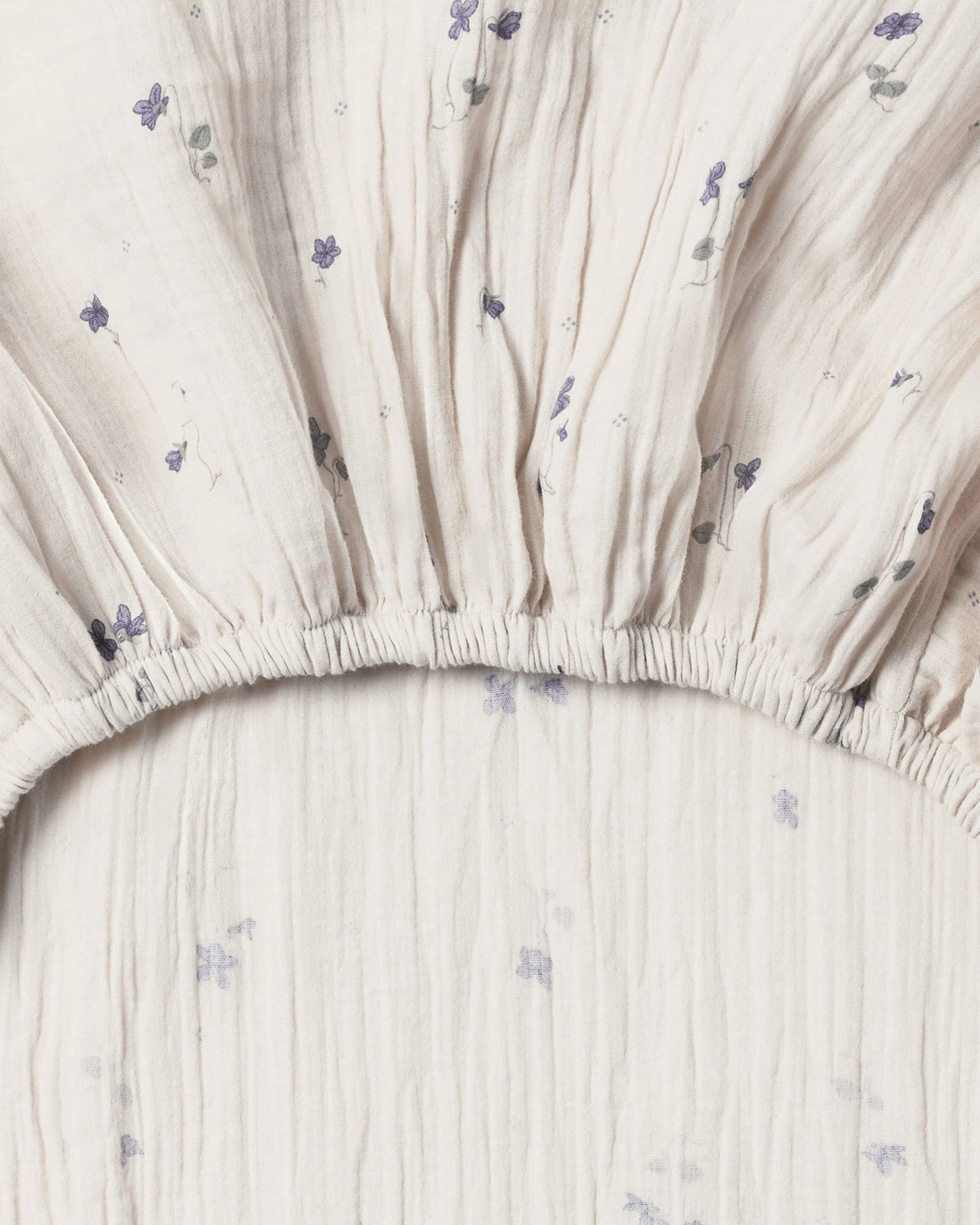 Detail of the Garbo and Friends fitted sheet in the Viola print, The Archive Store