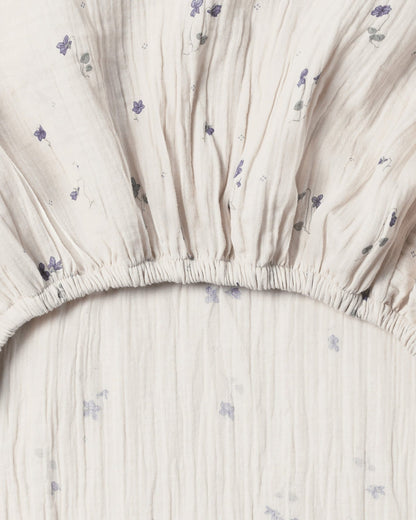 Detail of the Garbo and Friends fitted sheet in the Viola print, The Archive Store