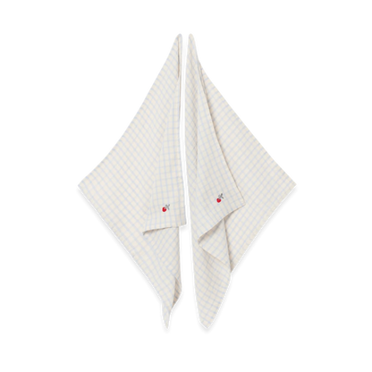 Mousseline Hydrofiele doeken – Set van 2 | Gingham Sky Aardbei