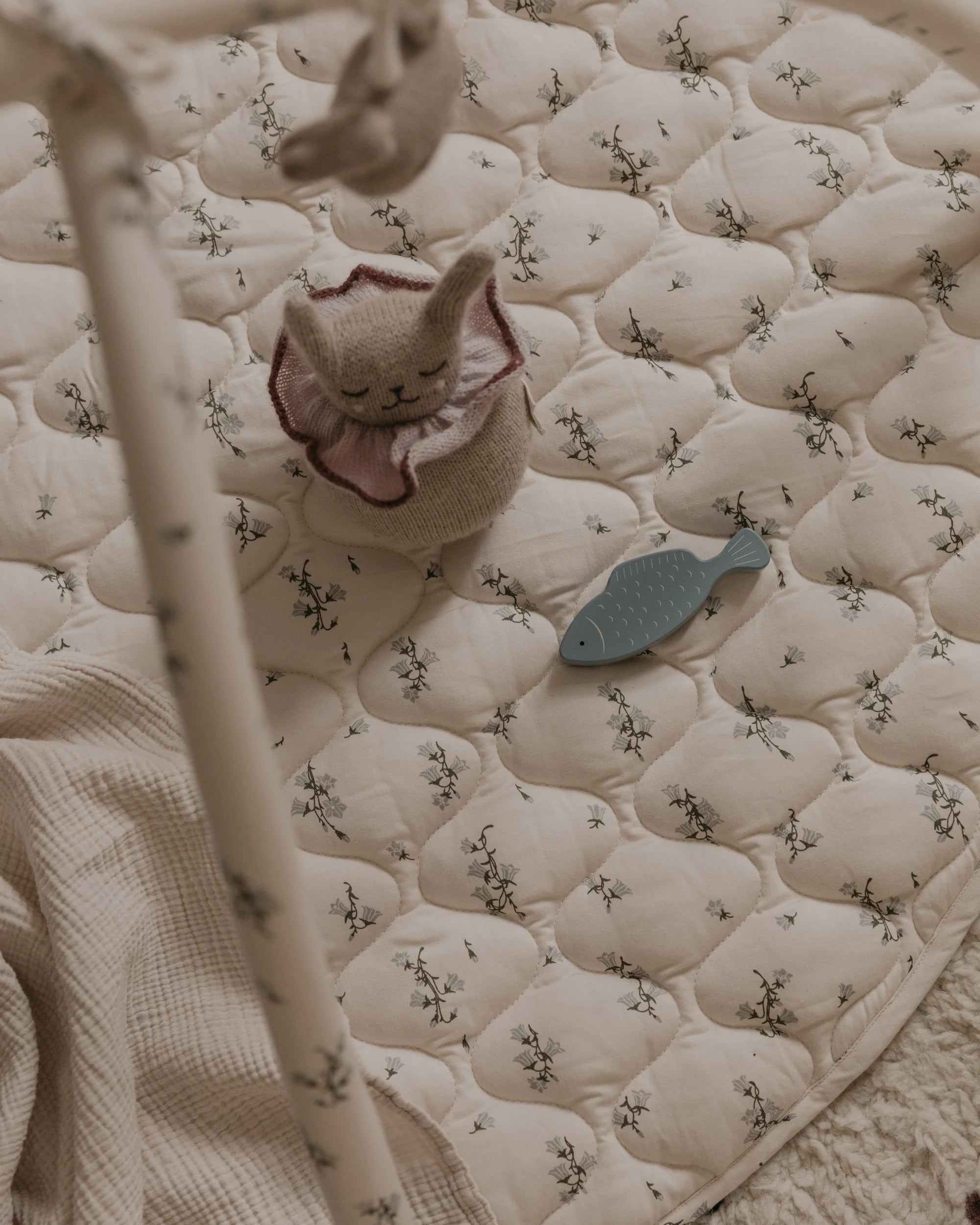 Satin Quilted Activity Playmat Bluebell