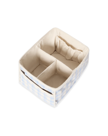 Beige fabric organizer with compartments 
