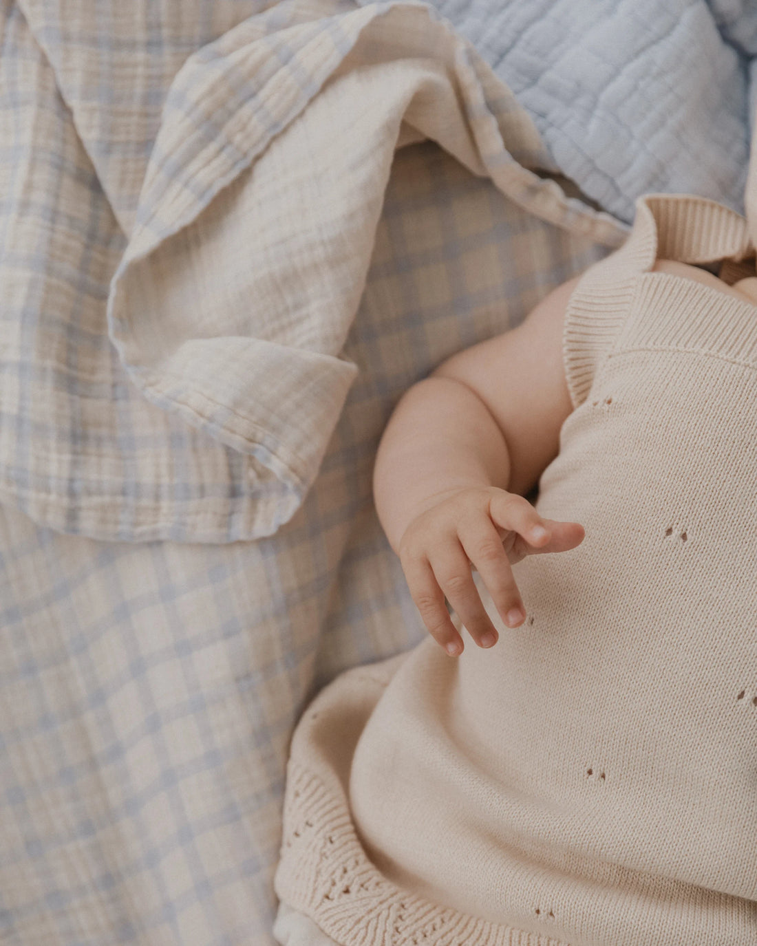 Gingham Sky Blue Swaddle Blanket