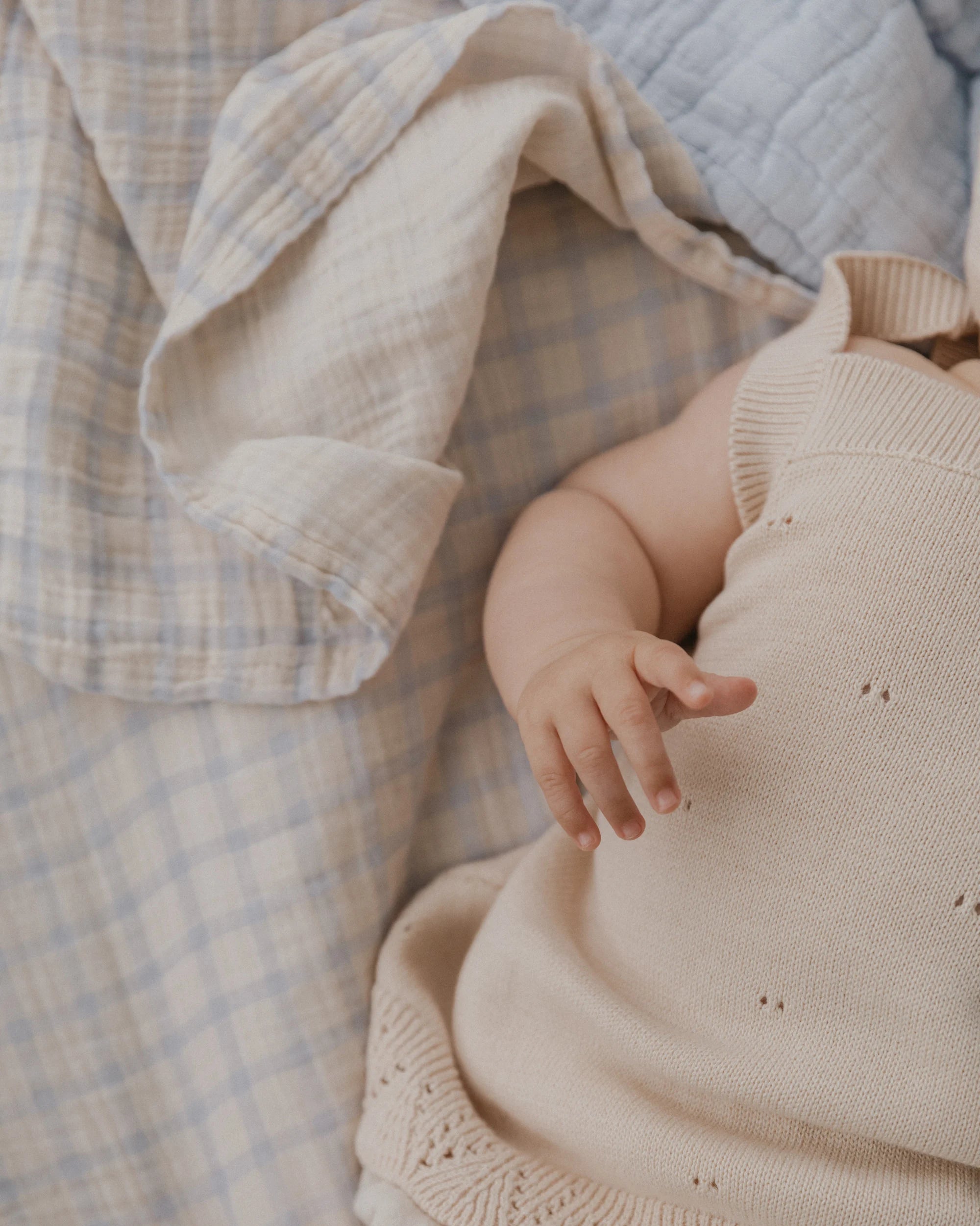 Gingham Sky Blue Swaddle Blanket