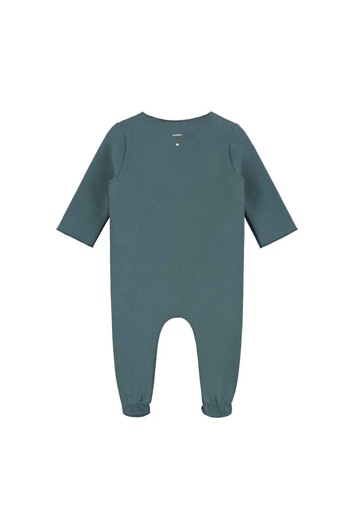 Back view of the Gray Label Newborn Suit in Blue Grey, on a white background