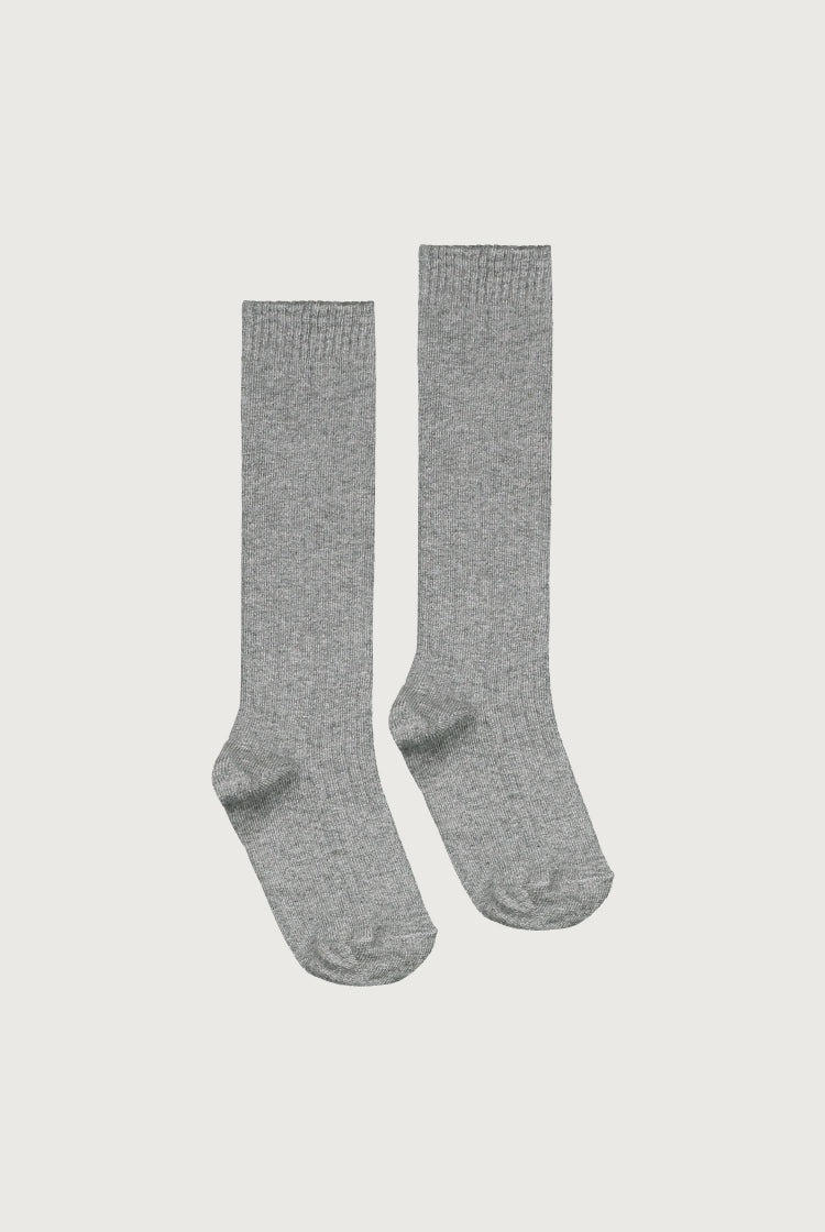 Long Ribbed Socks Grey Melange