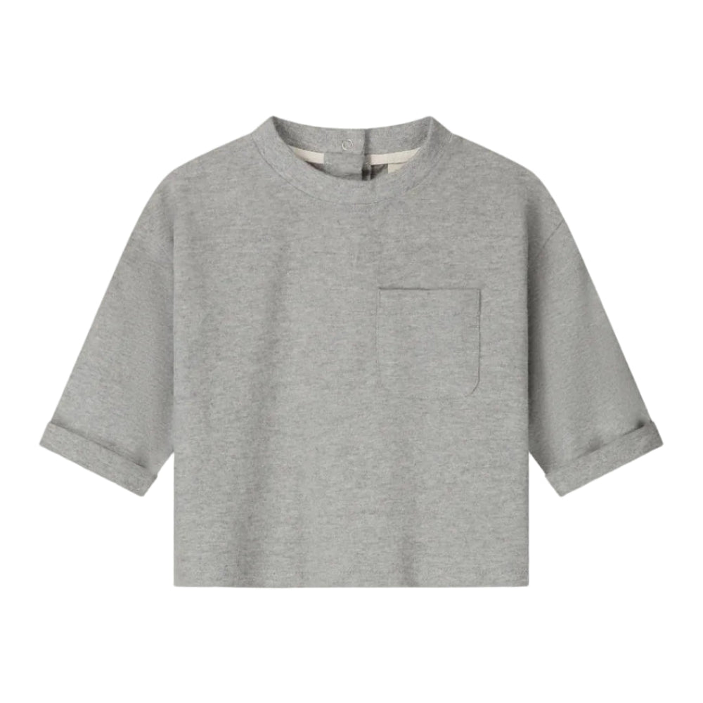 Gray short-sleeve shirt with a pocket