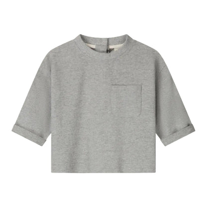 Gray short-sleeve shirt with a pocket