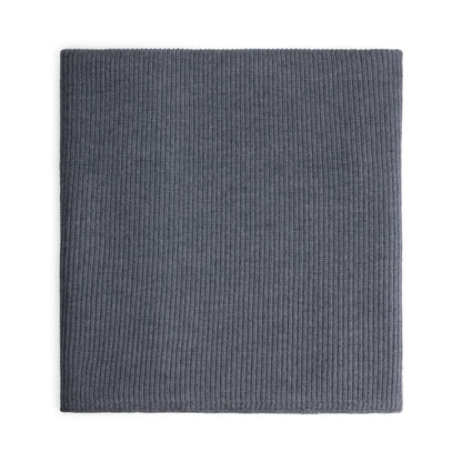 Hazel &amp; George Merino Blanket in Charcoal, folded knitted blanket on a white background